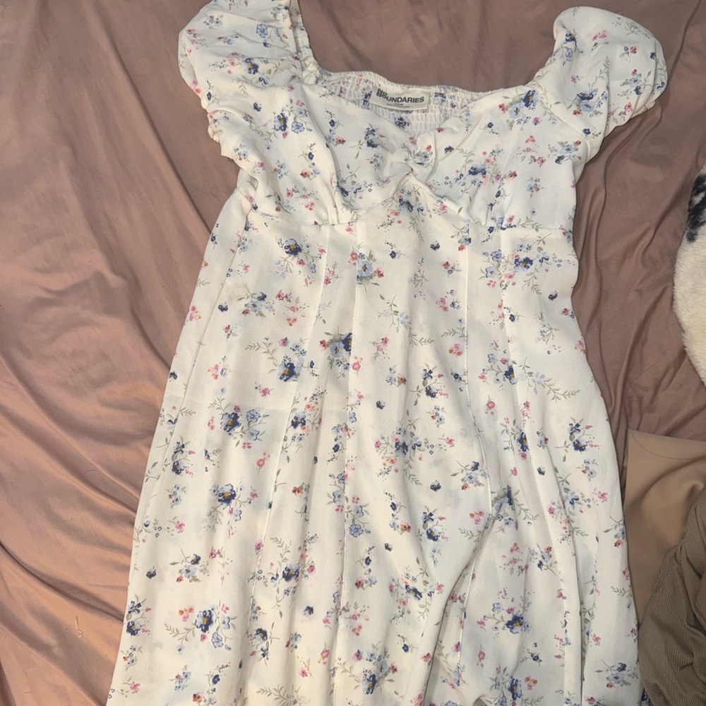 No Boundaries White Floral Casual Dress